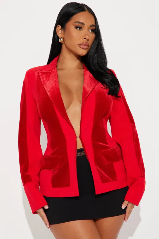 New Level Velvet Blazer - Red sold by Fashion Nova