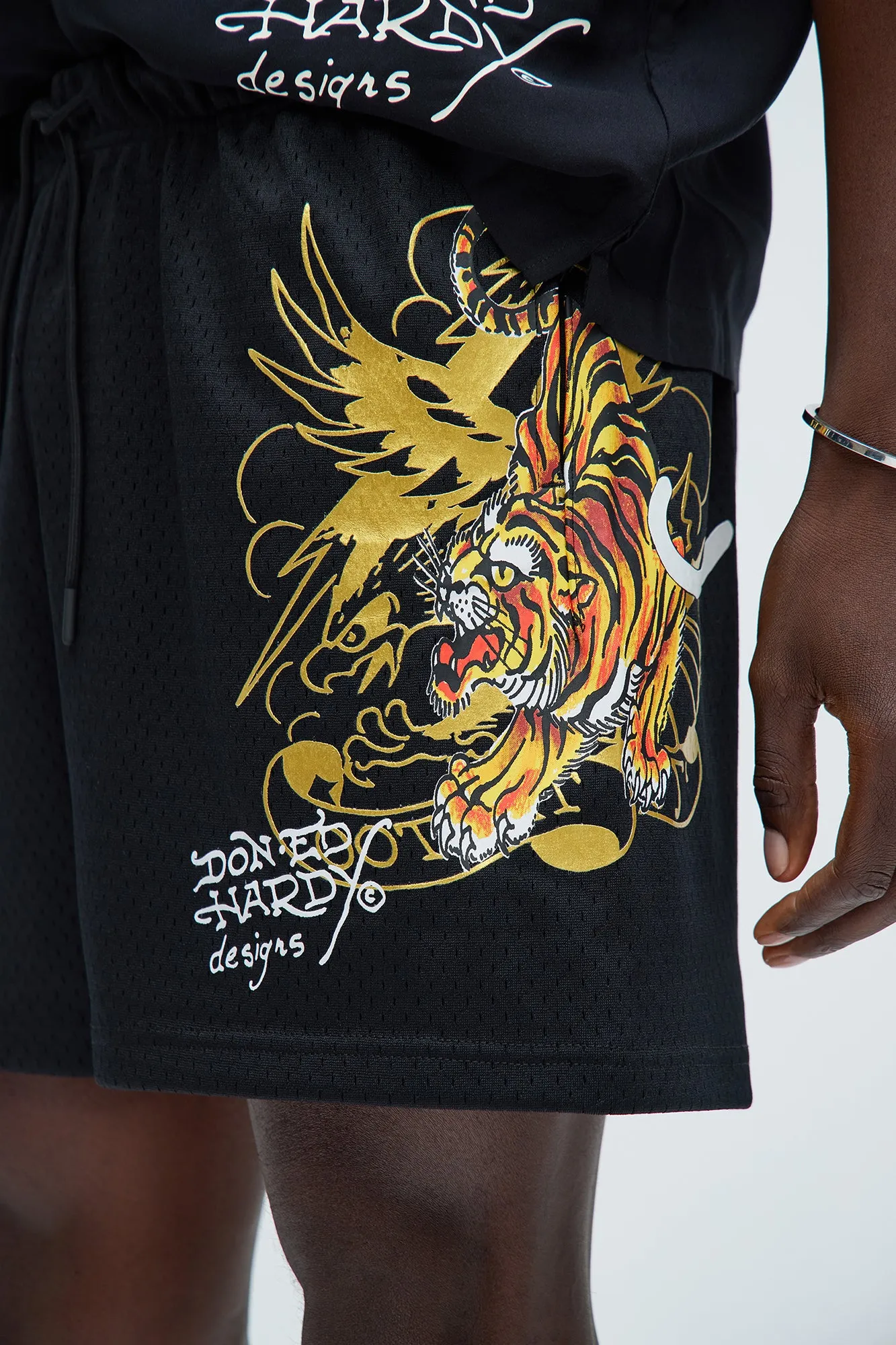 Ed Hardy Crawling Tiger Mesh Shorts - Black/combo sold by Fashion Nova product image thumbnail 3