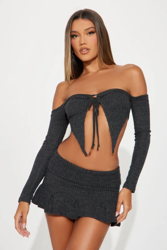 Maddie Micro Skirt Set - Charcoal sold by Fashion Nova