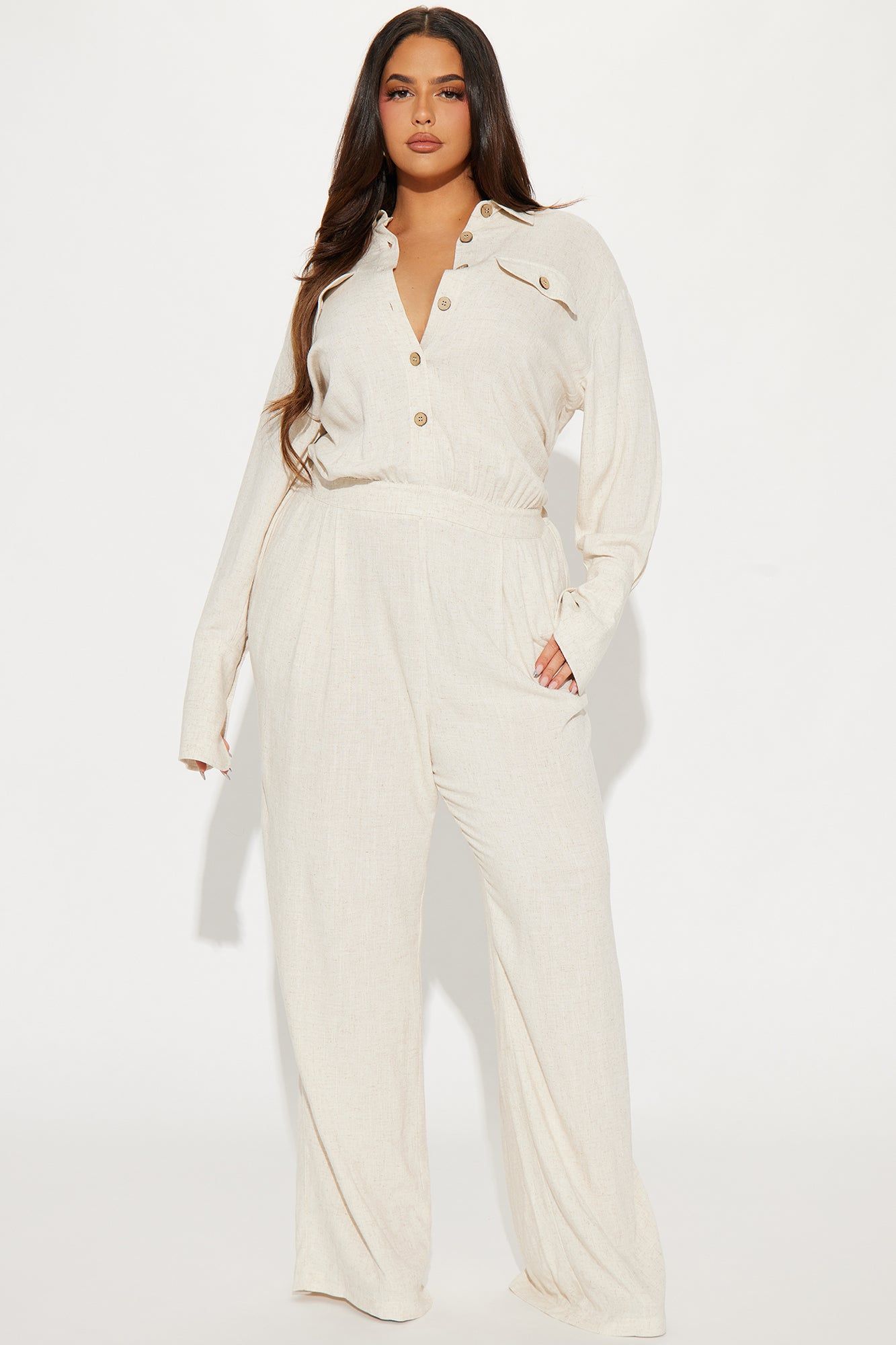 Millie Linen Jumpsuit - Cream sold by Fashion Nova product image thumbnail 4