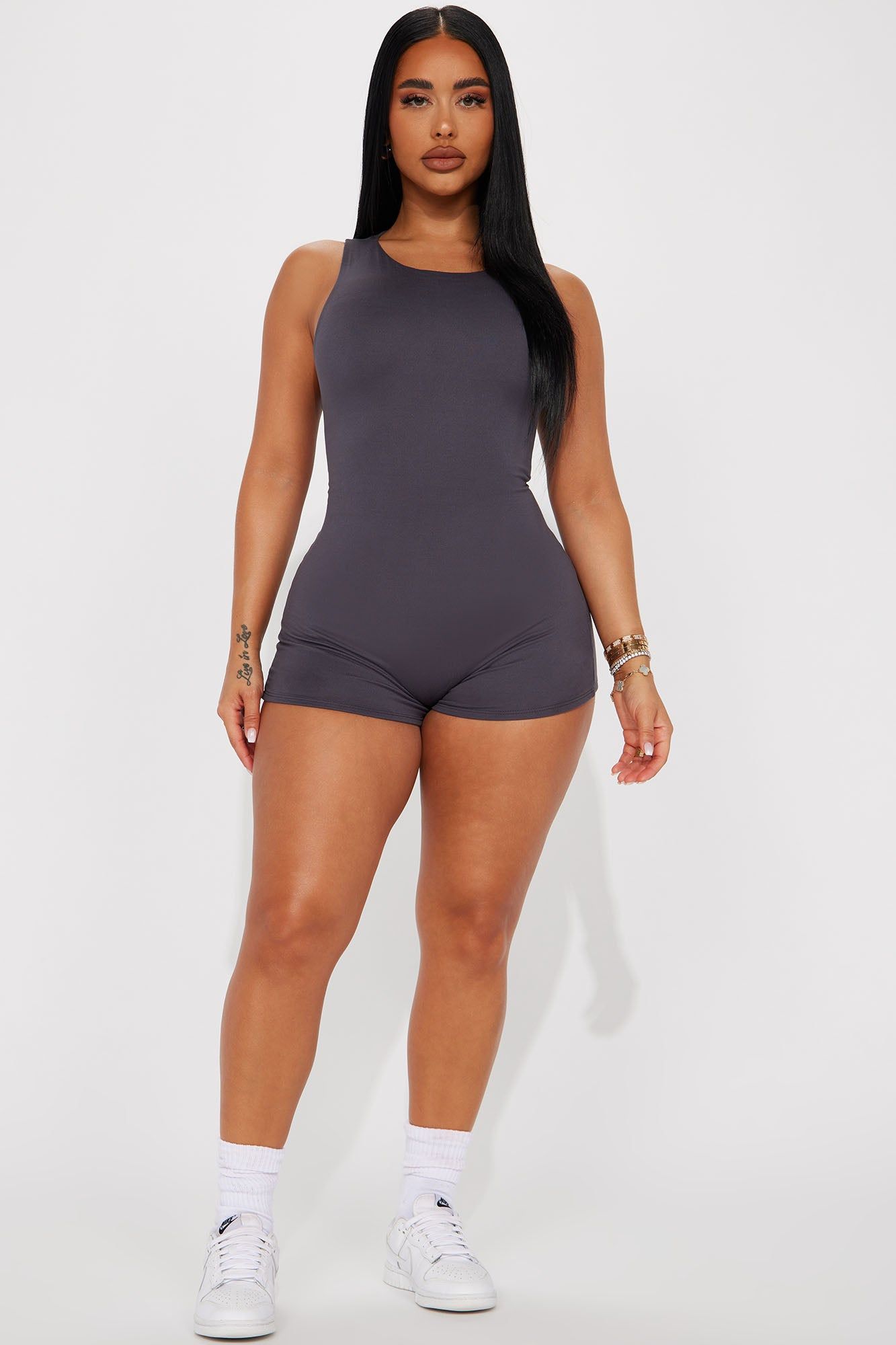 Tia Double Lined Romper - Charcoal sold by Fashion Nova product image thumbnail 2