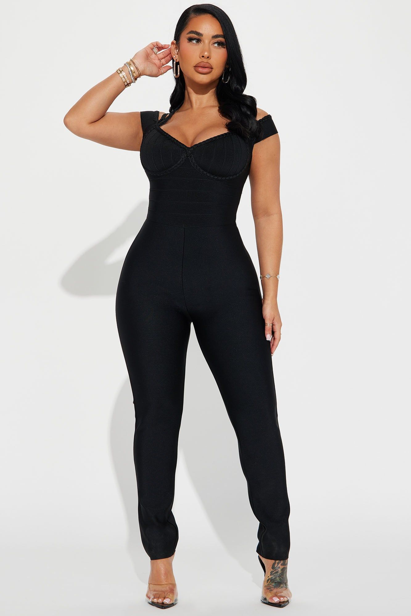 Coming Back Bandage Jumpsuit - Black sold by Fashion Nova