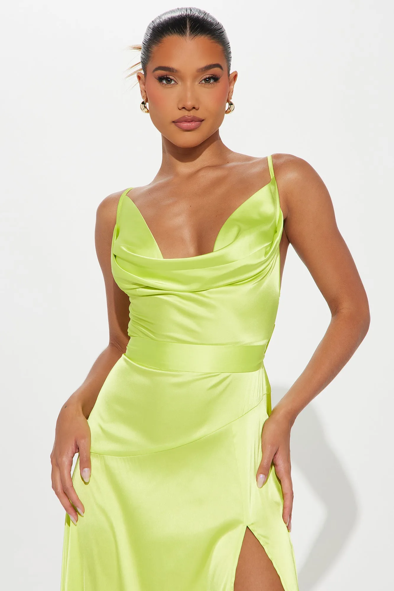 Big Entrance Satin Gown - Lime sold by Fashion Nova product image thumbnail 2