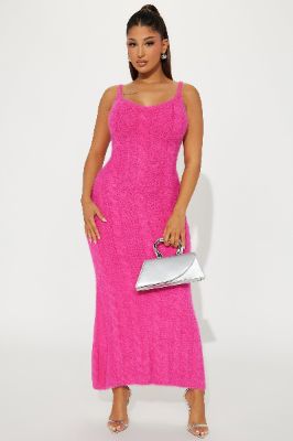 Wren Cozy Maxi Dress - Magenta sold by Fashion Nova