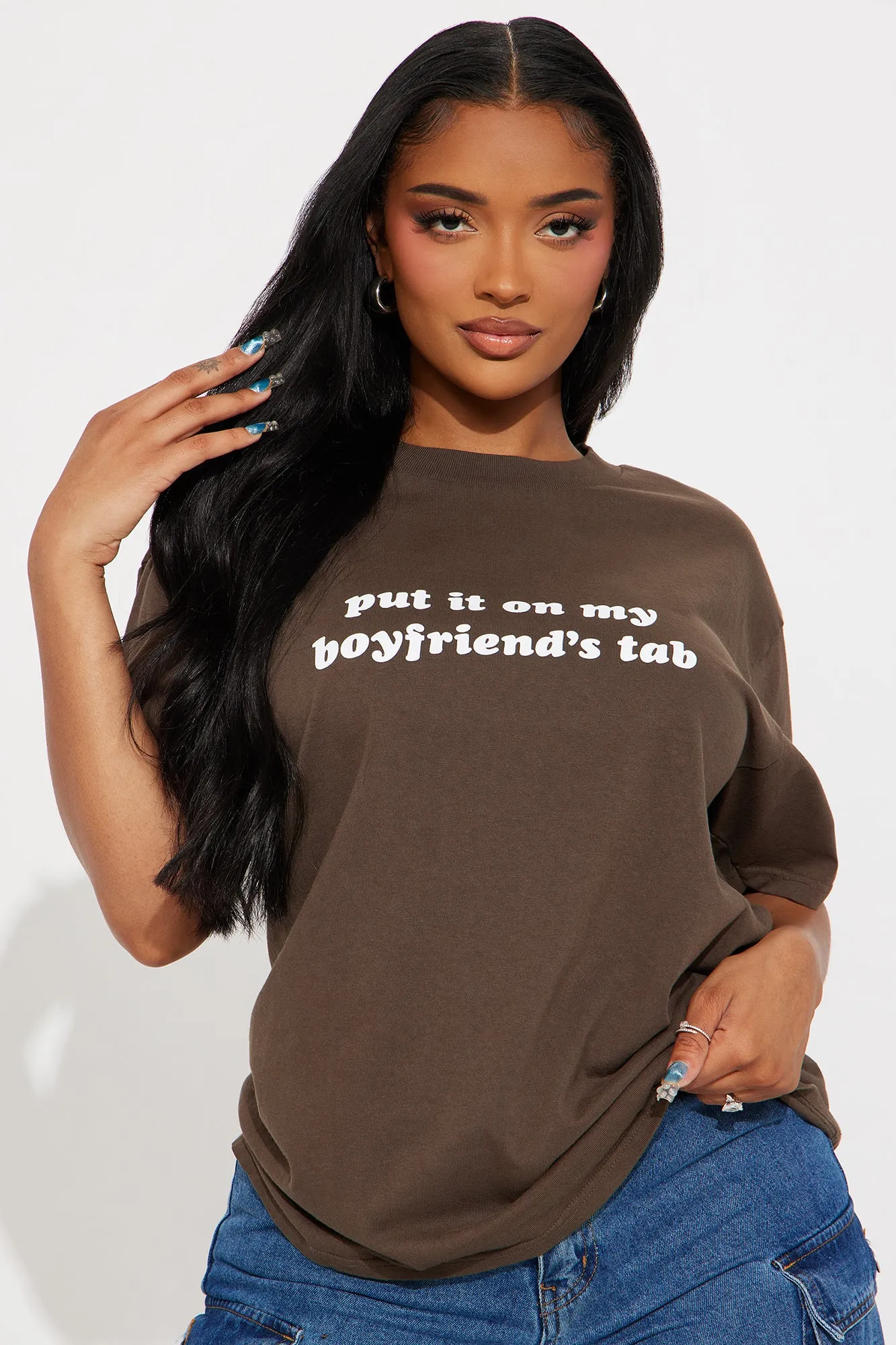 Put It On My Boyfriends Tab Washed Tee - Olive sold by Fashion Nova