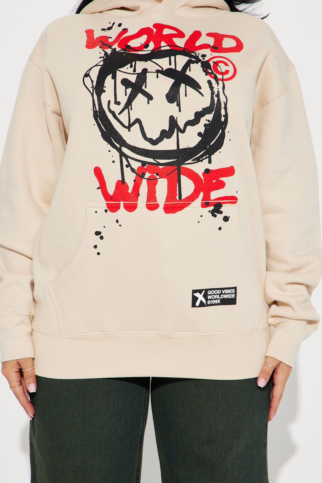 Good Vibes Worldwide Oversized Hoodie - Sand sold by Fashion Nova product image thumbnail 3