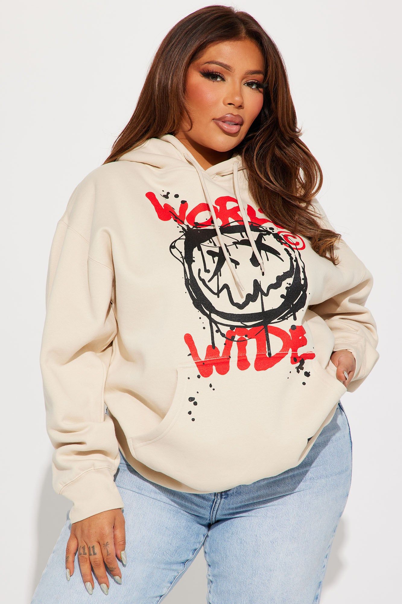 Good Vibes Worldwide Oversized Hoodie - Sand sold by Fashion Nova product image thumbnail 5