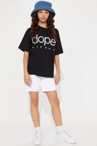 Mini Dope Dreams Label Short Sleeve Tee - Black sold by Fashion Nova