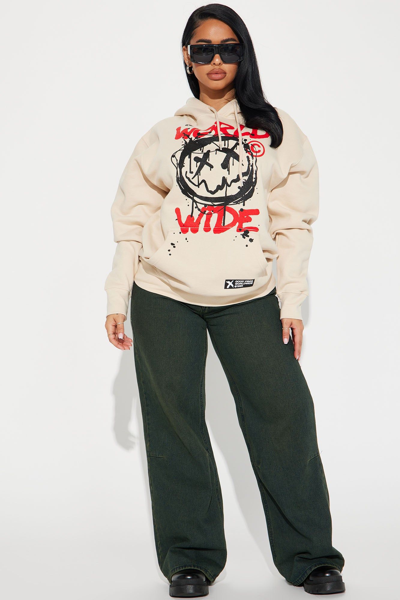 Good Vibes Worldwide Oversized Hoodie - Sand sold by Fashion Nova product image thumbnail 2