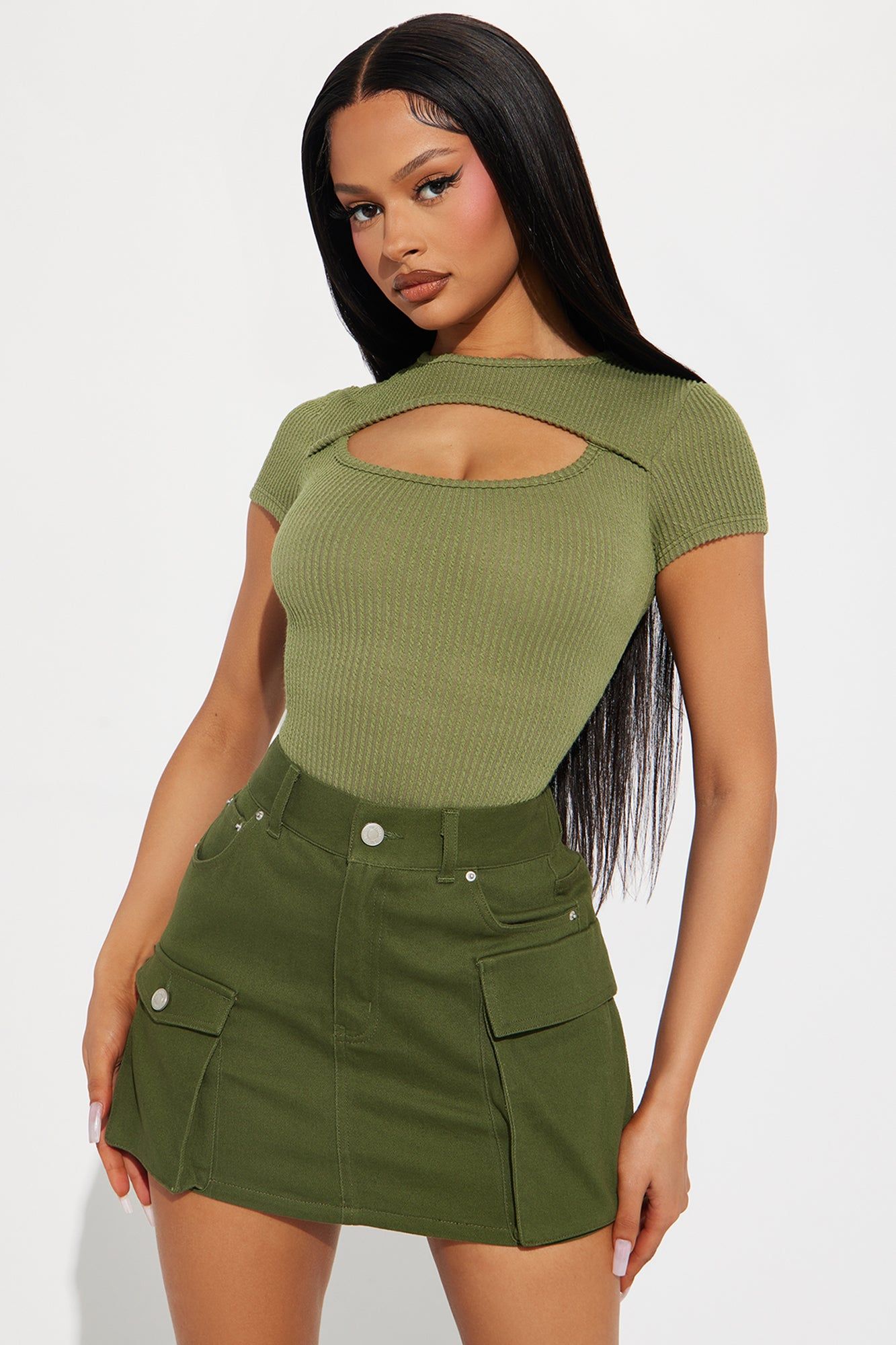 Claudia Cut Out Bodysuit - Olive sold by Fashion Nova product image thumbnail 3