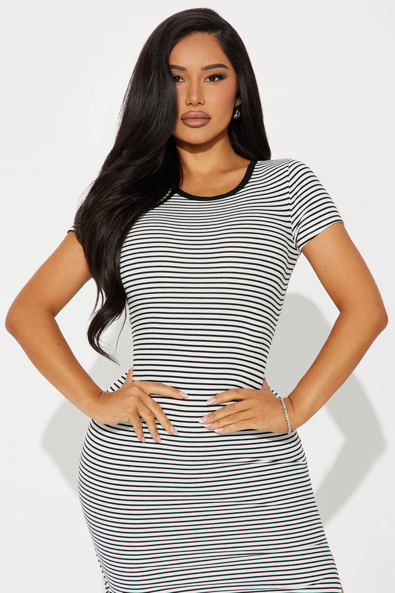 Katia Striped Midi Dress - White/Black sold by Fashion Nova product image thumbnail 2