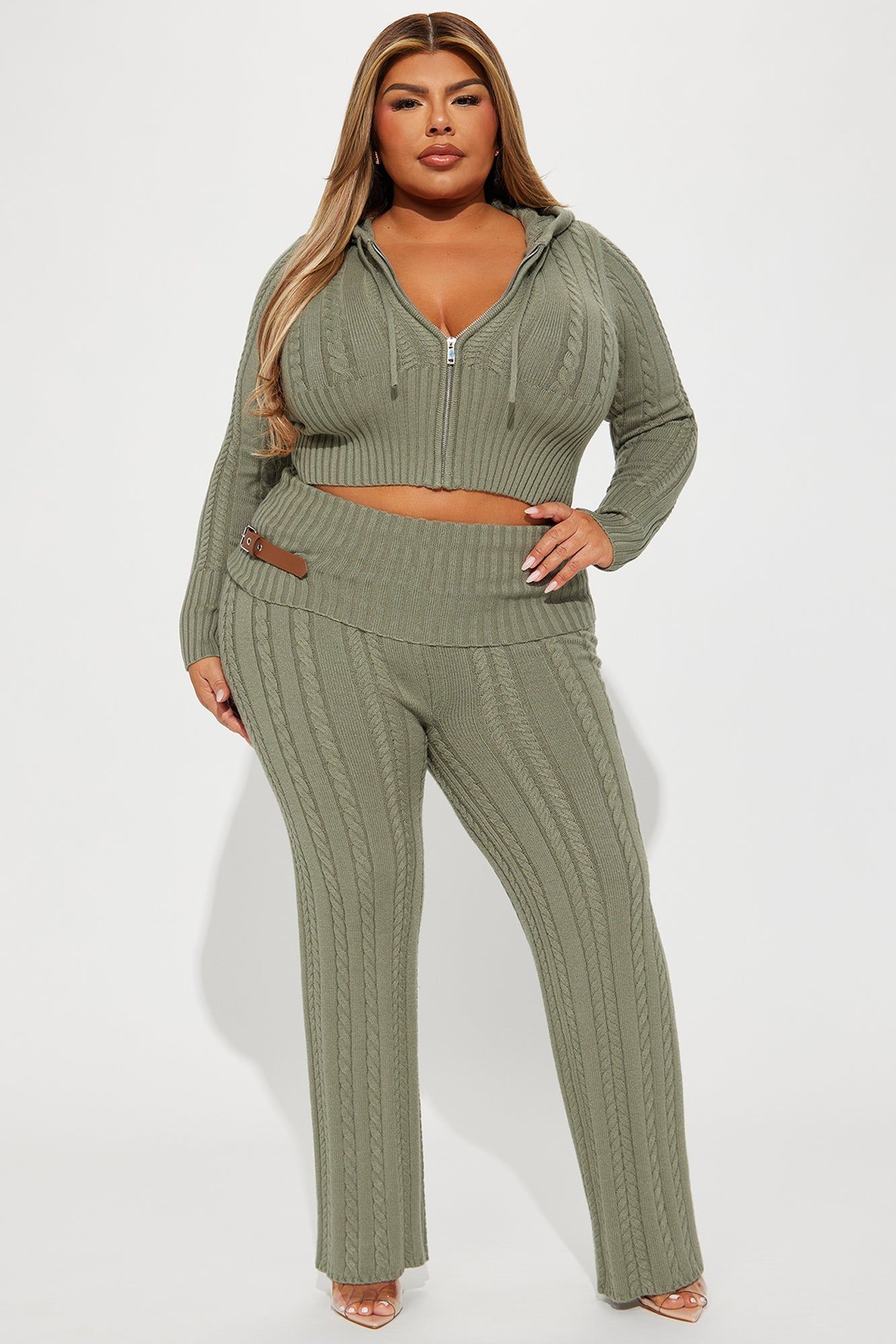 Weekend Flirt Sweater Pant Set - Olive sold by Fashion Nova product image thumbnail 5