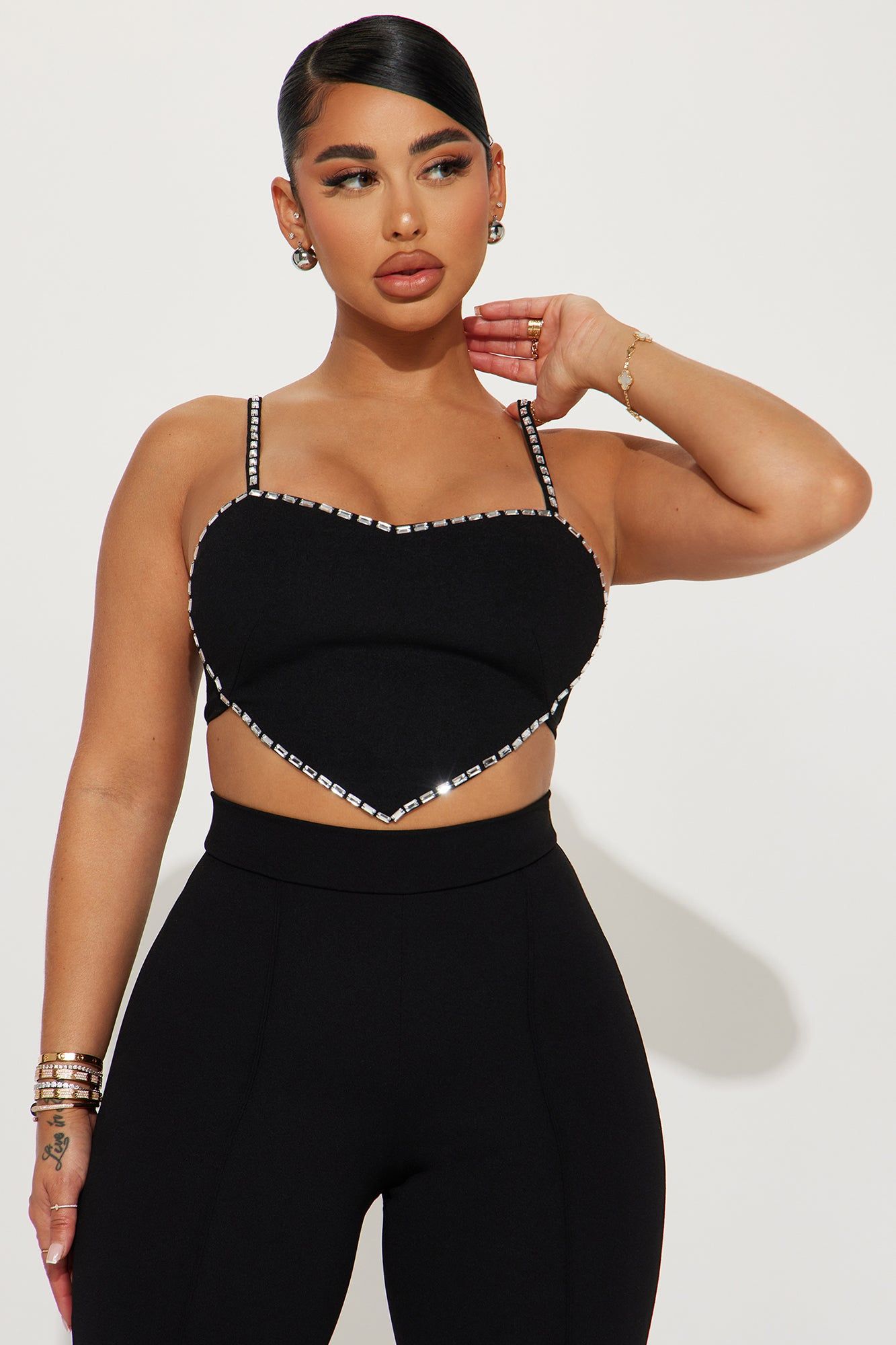 Key To Your Heart Crop Top - Black sold by Fashion Nova