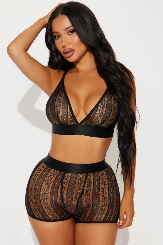Casually Cute Bralette Boxer 2 Piece Set - Black sold by Fashion Nova