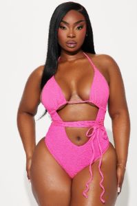 Aubree Strappy Cut Out 1 Piece Swimsuit - Hot Pink sold by Fashion Nova