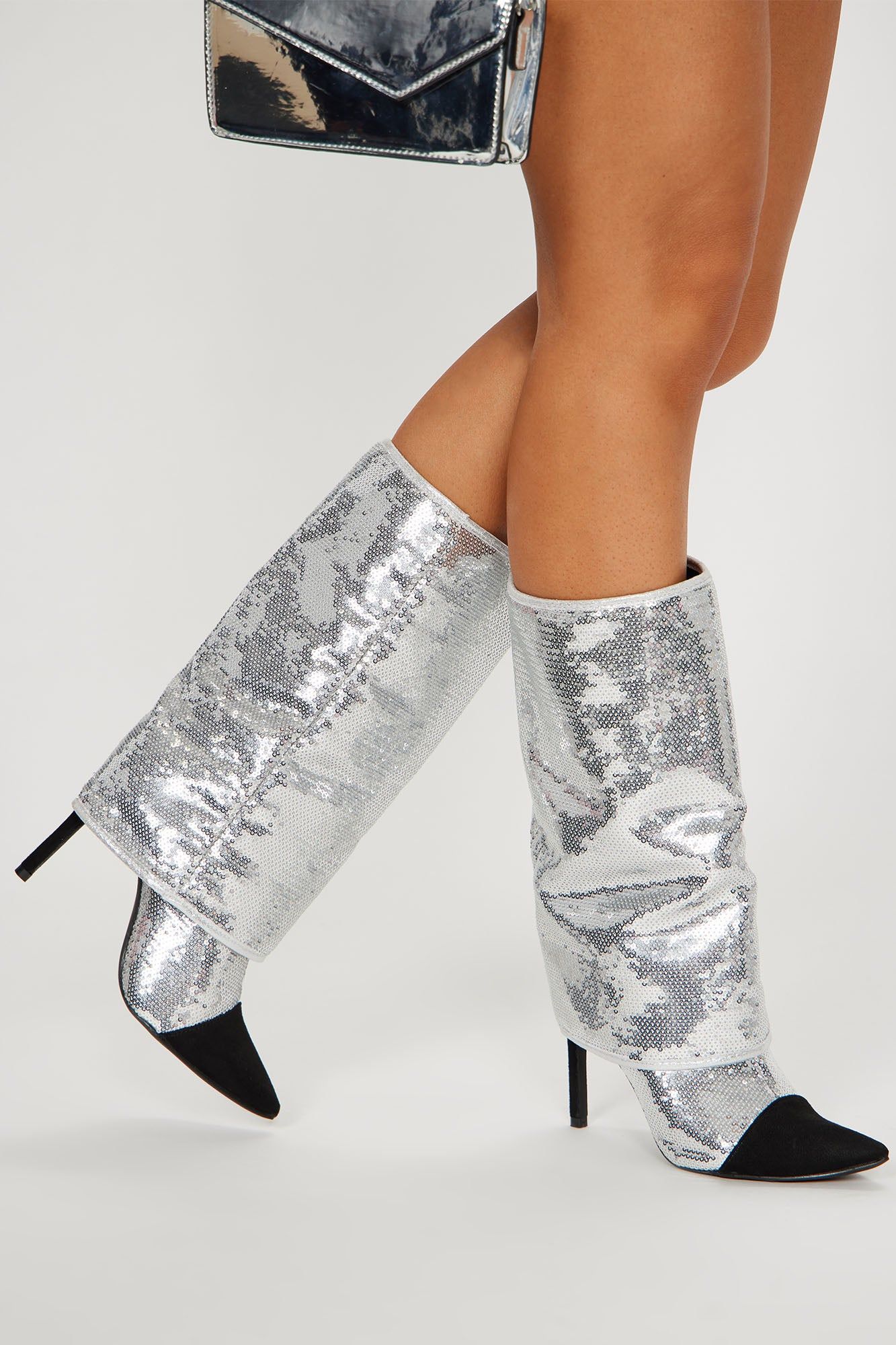 Truly Sparkled Stiletto Boots - Silver sold by Fashion Nova