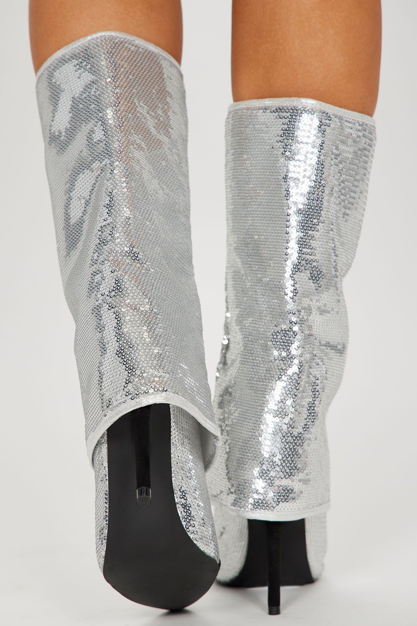 Truly Sparkled Stiletto Boots - Silver sold by Fashion Nova product image thumbnail 4