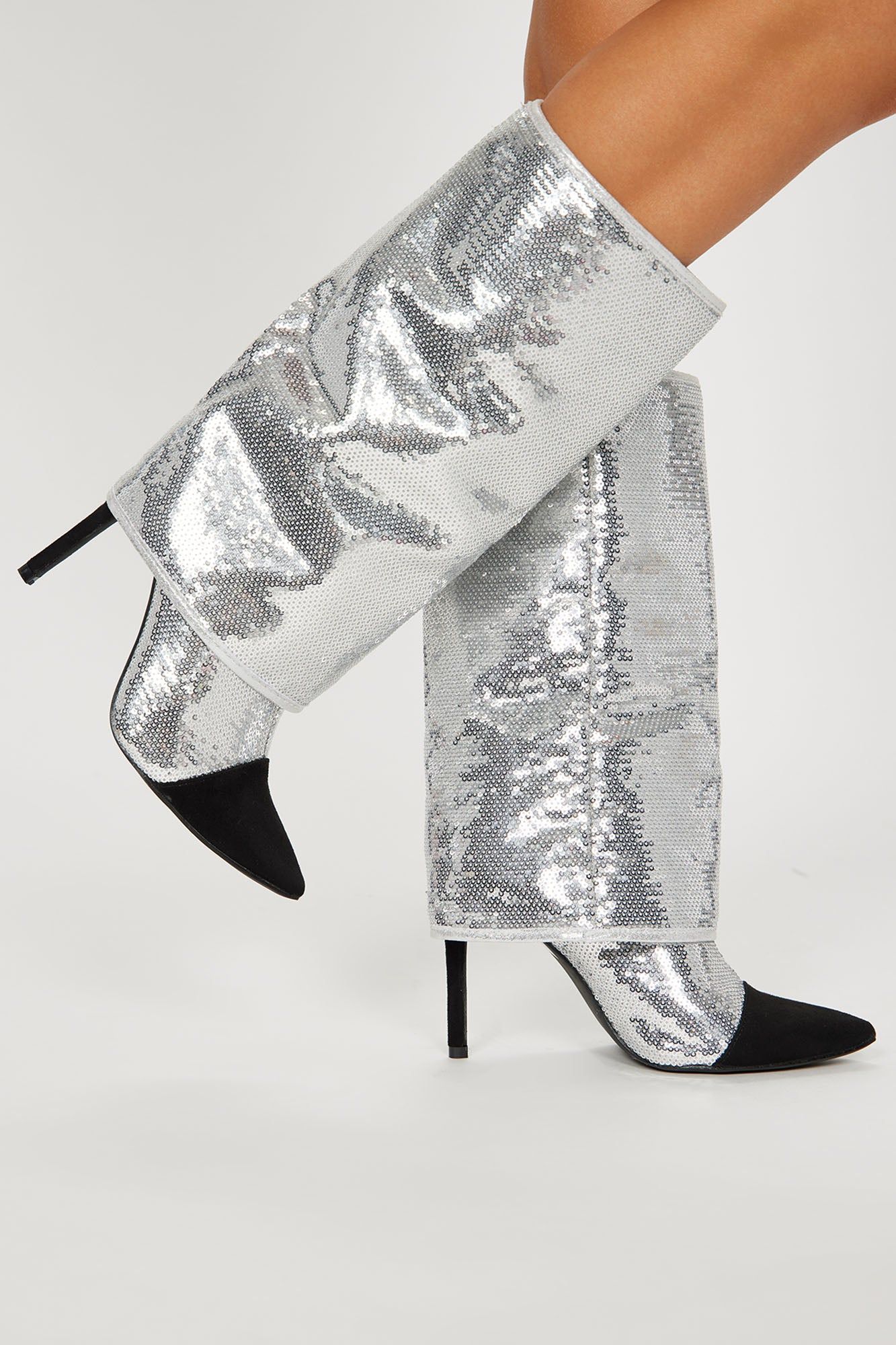 Truly Sparkled Stiletto Boots - Silver sold by Fashion Nova product image thumbnail 3