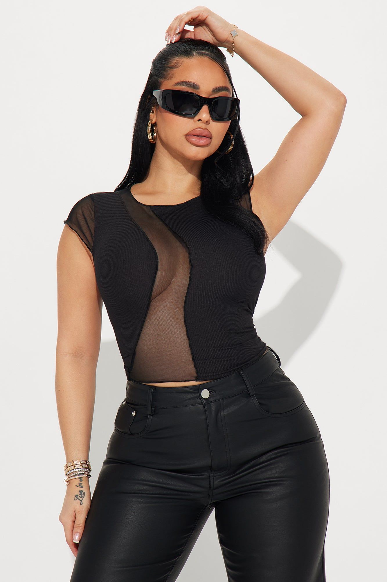 Not My Problem Mesh Top - Black sold by Fashion Nova
