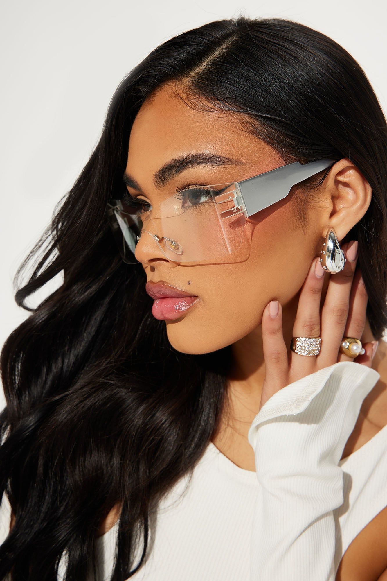 All The Rave Sunglasses II - Clear sold by Fashion Nova