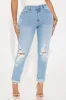 Most Important Ripped Stretch Mom Jeans - Light Wash sold by Fashion Nova