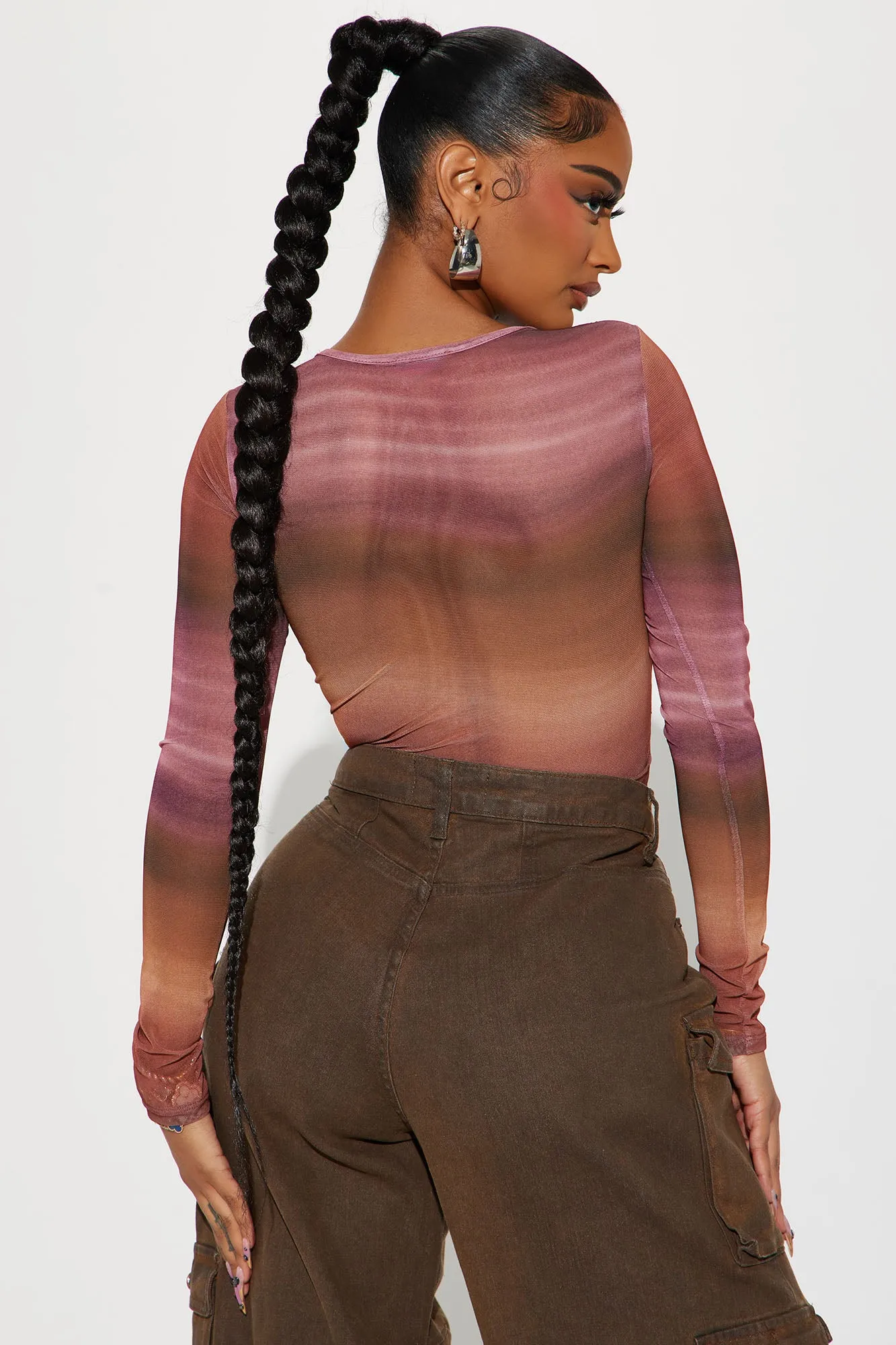 Malia Mesh Bodysuit - Brown/combo sold by Fashion Nova product image thumbnail 4