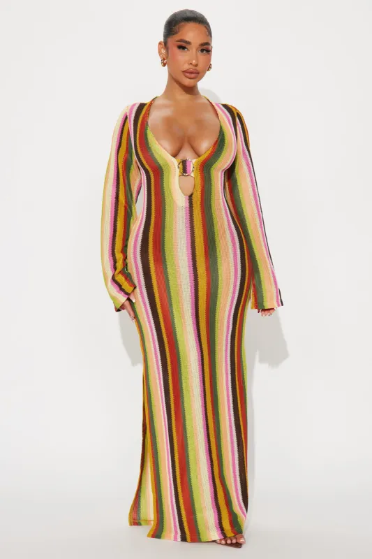Katy Striped Crochet Maxi Dress - Multi Color sold by Fashion Nova