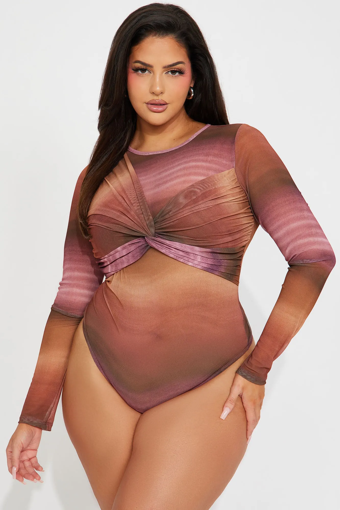 Malia Mesh Bodysuit - Brown/combo sold by Fashion Nova product image thumbnail 5