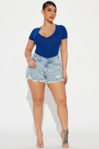 Natalie Ribbed Tee - Navy sold by Fashion Nova