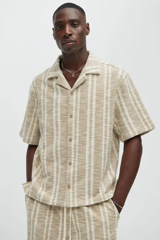 Kam Textured Shirt - Tan/Multi sold by Fashion Nova
