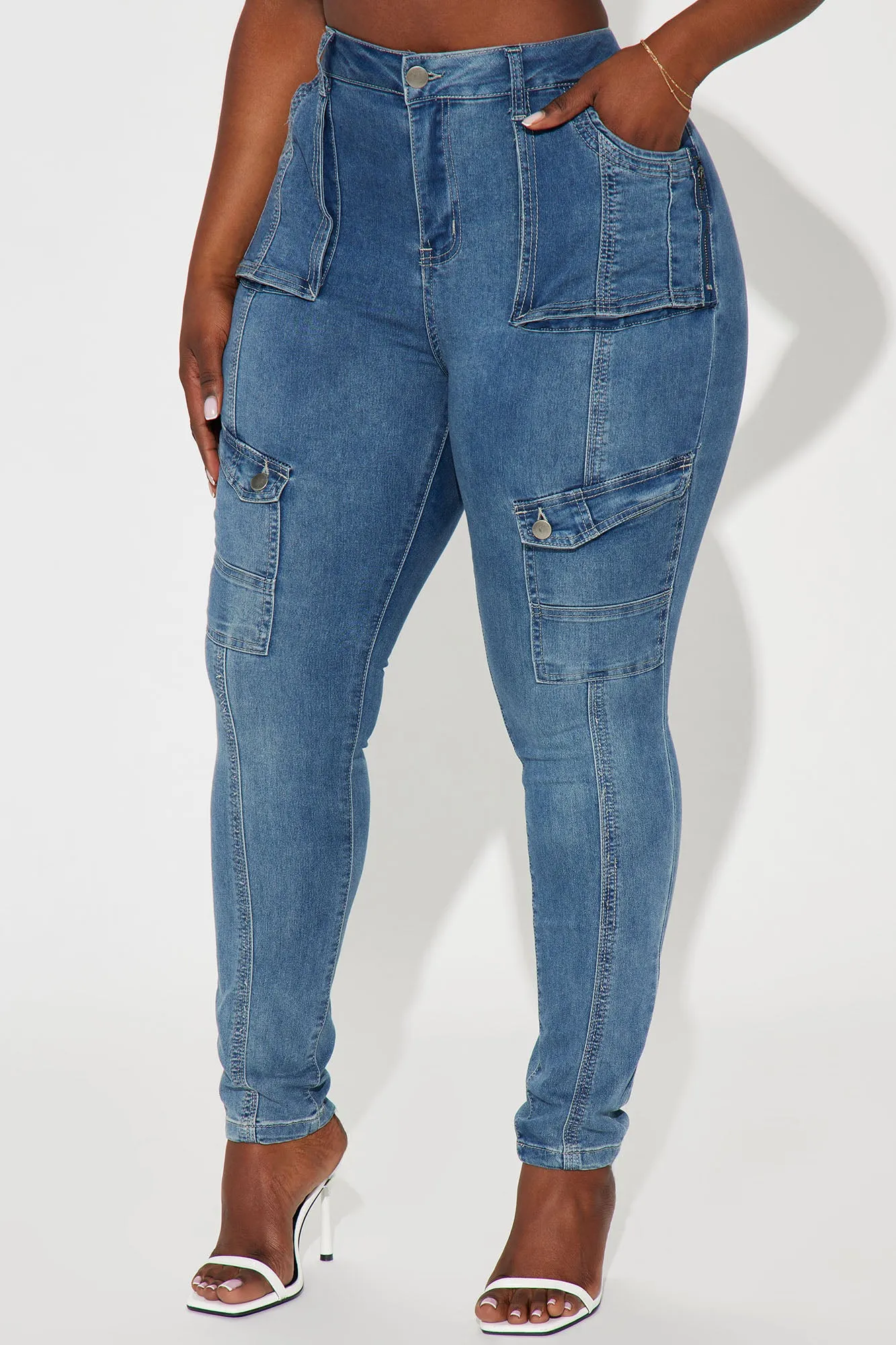 Make The Rules Stretch Cargo Skinny Jean - Medium Wash sold by Fashion Nova product image thumbnail 2