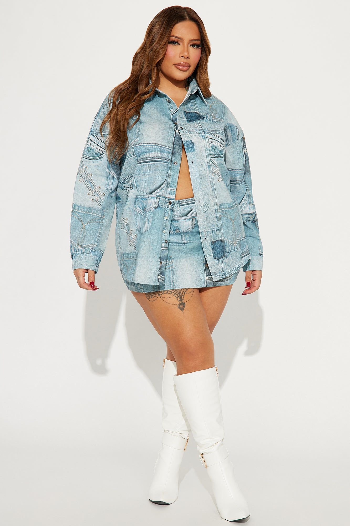 Social Season Denim Skirt Set - Blue sold by Fashion Nova product image thumbnail 4