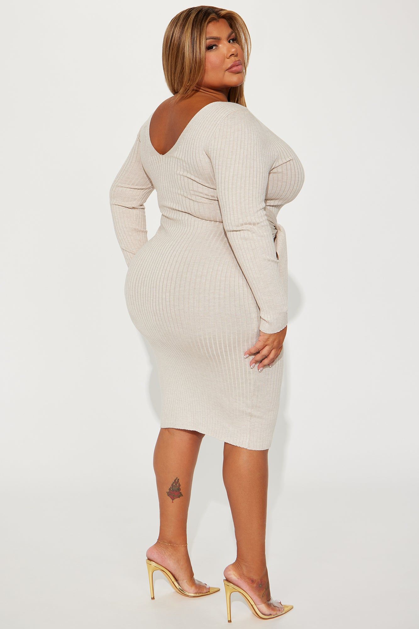 Marisa Sweater Midi Dress - Oatmeal sold by Fashion Nova product image thumbnail 3