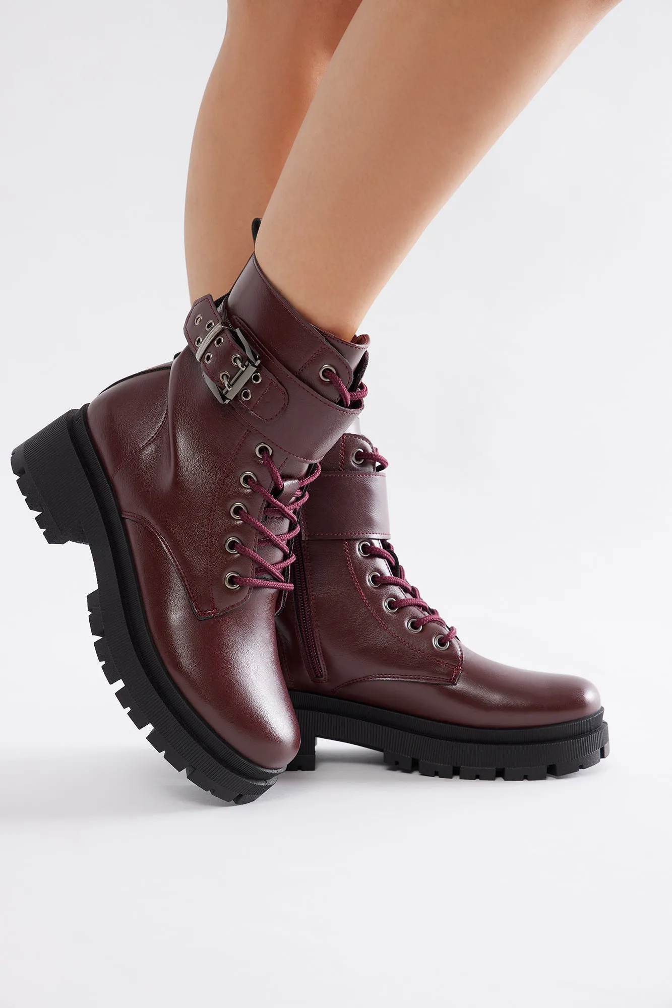 Tory Combat Boots - Burgundy sold by Fashion Nova product image thumbnail 4