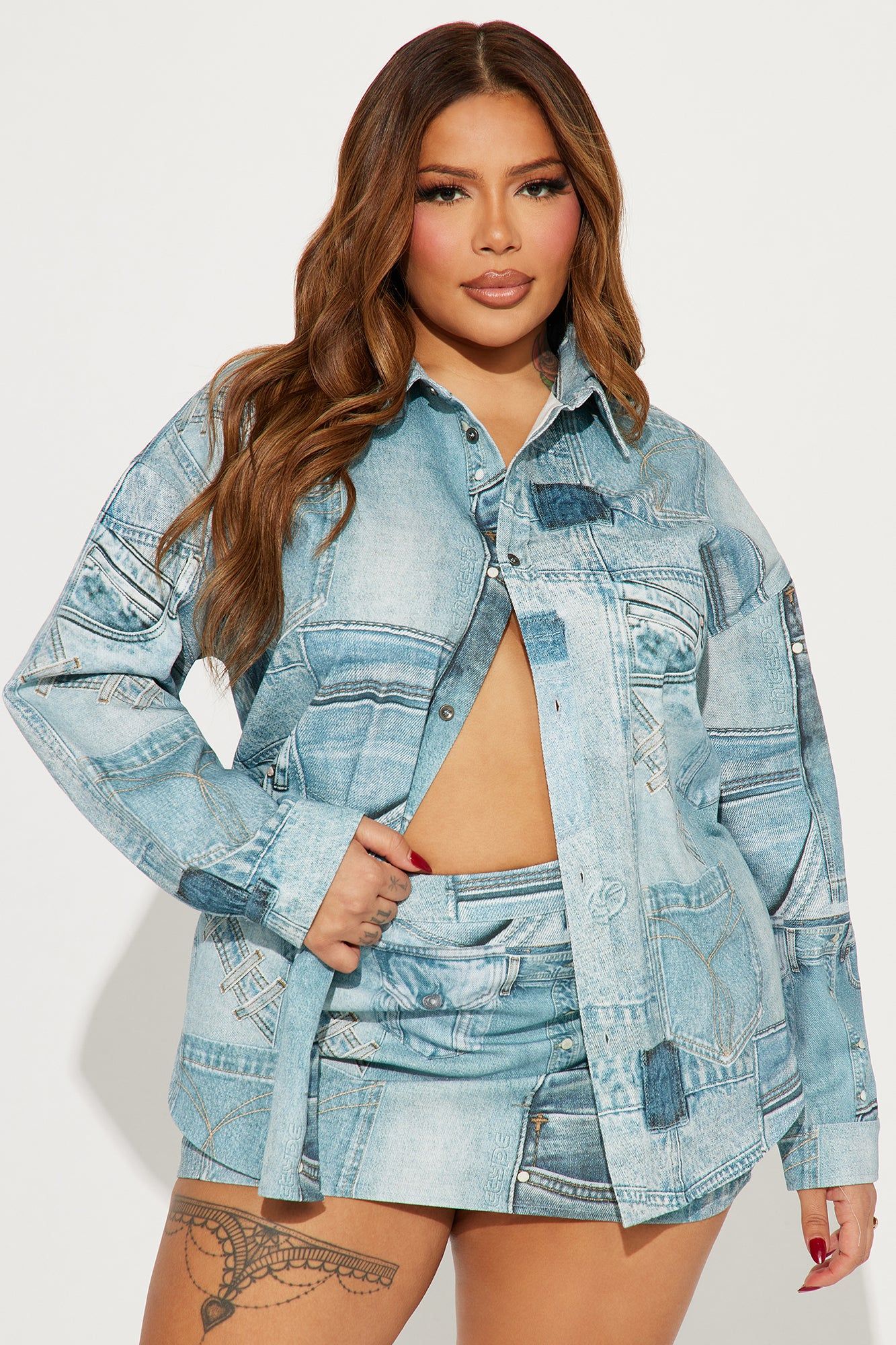 Social Season Denim Skirt Set - Blue sold by Fashion Nova product image thumbnail 5