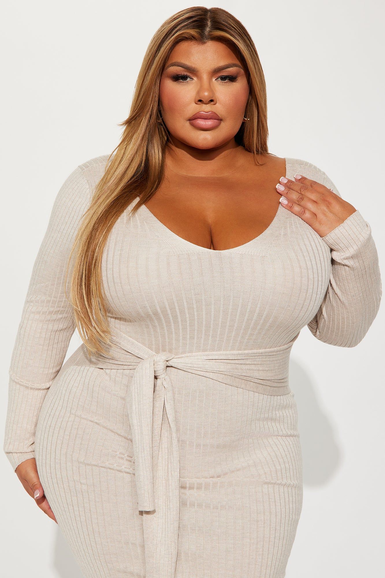 Marisa Sweater Midi Dress - Oatmeal sold by Fashion Nova product image thumbnail 2