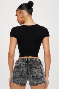 Clara Crew Neck Tee - Black sold by Fashion Nova