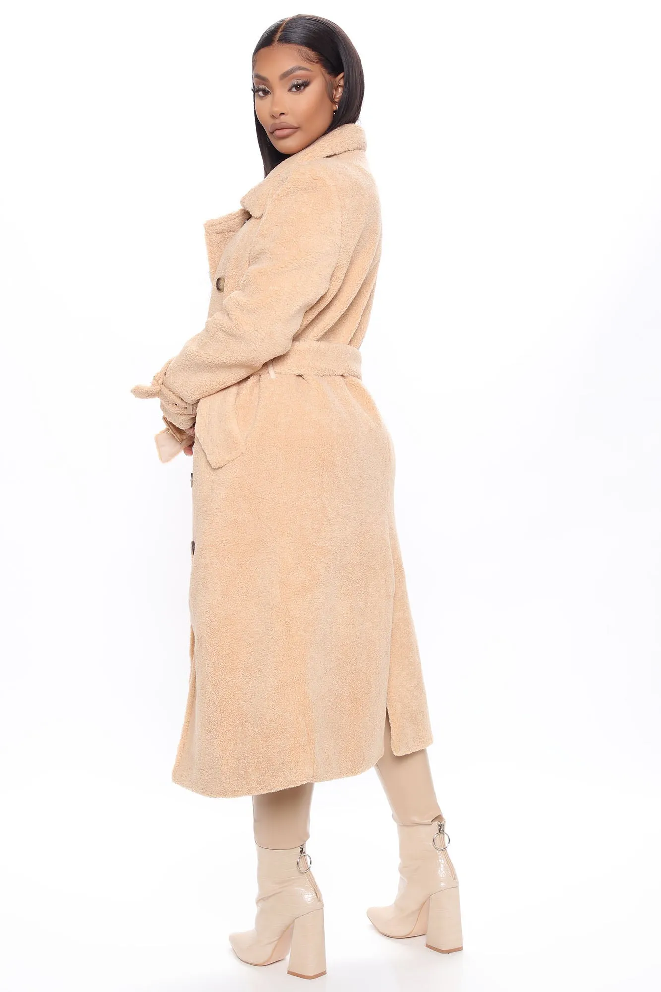 Make A Break Fur It Sherpa Coat - Beige sold by Fashion Nova product image thumbnail 4