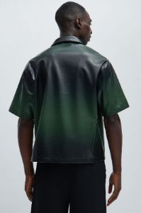 Gradient Faux Leather Shirt - Black/Green sold by Fashion Nova