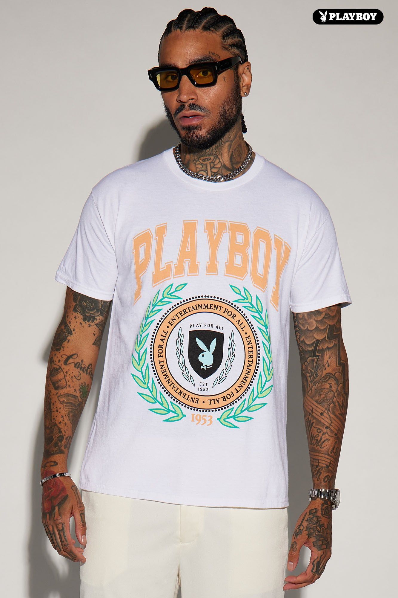 Playboy University Short Sleeve Tee - White sold by Fashion Nova
