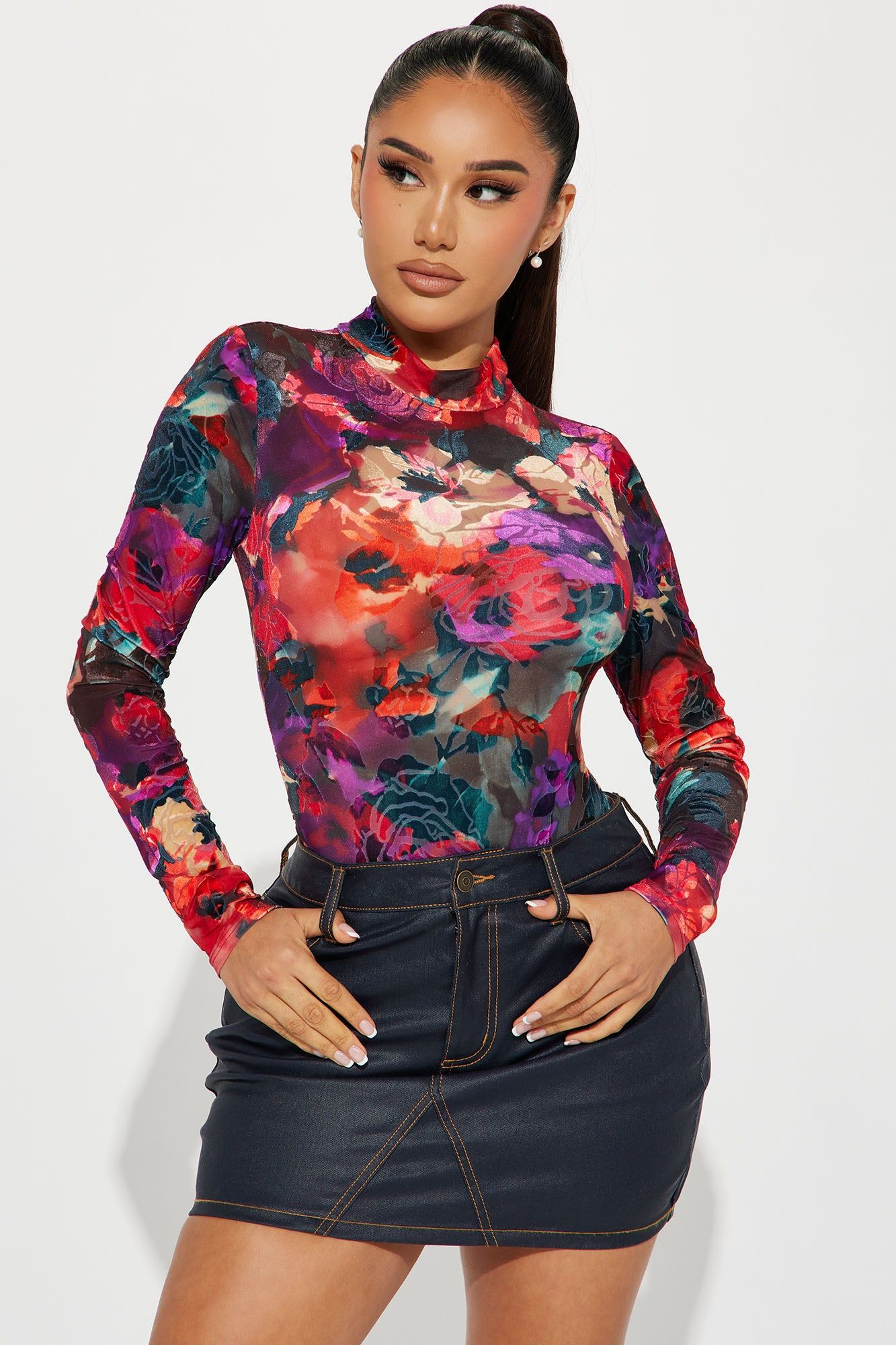 Take Me To Dinner Bodysuit - Red/combo sold by Fashion Nova product image thumbnail 3
