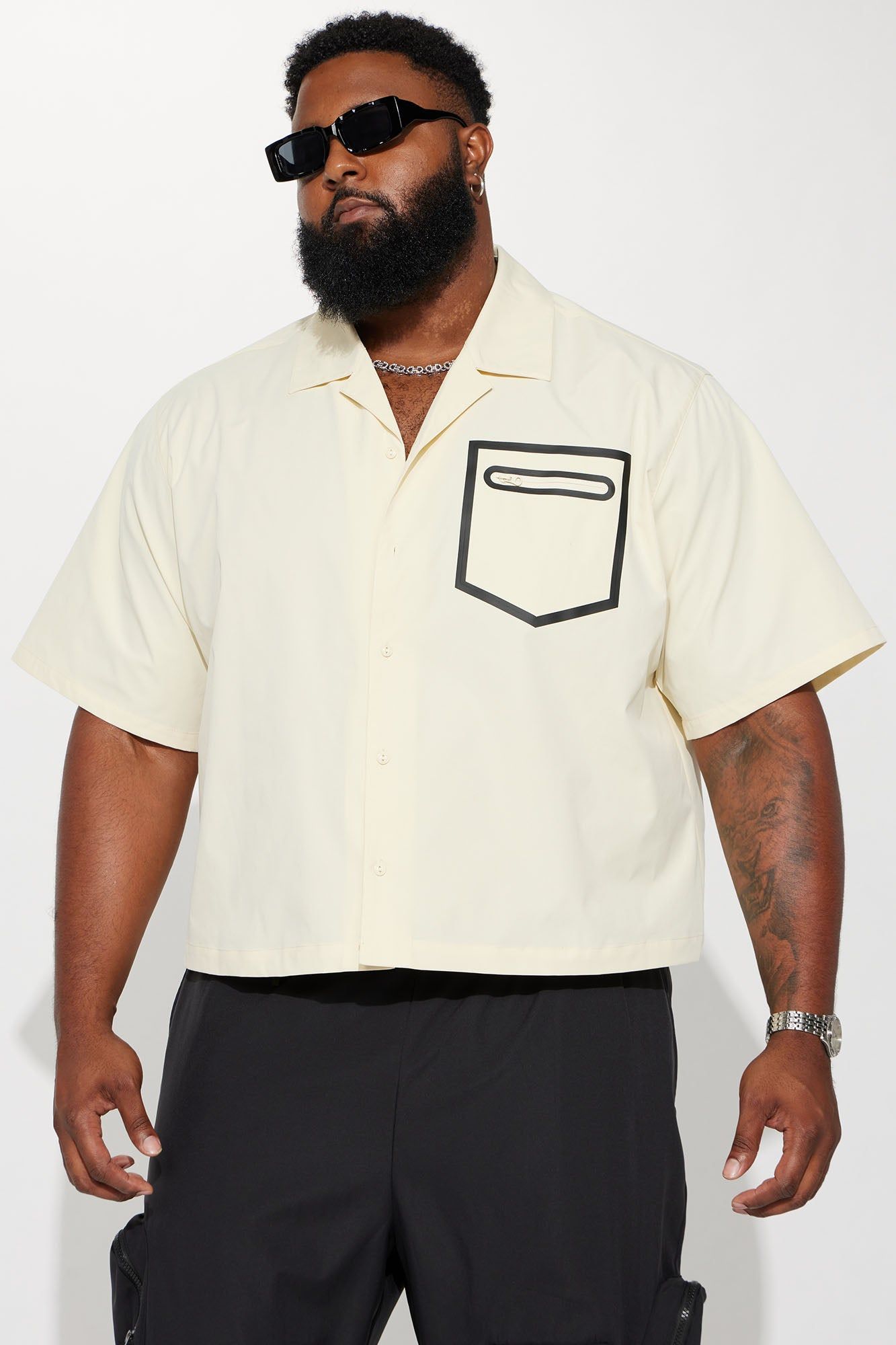 Catch A Body Cropped Button Up Shirt - Cream sold by Fashion Nova