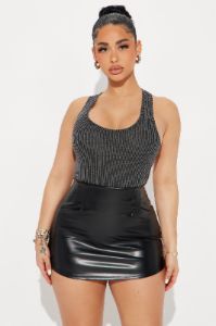 Raven Ribbed Backless Bodysuit - Charcoal sold by Fashion Nova