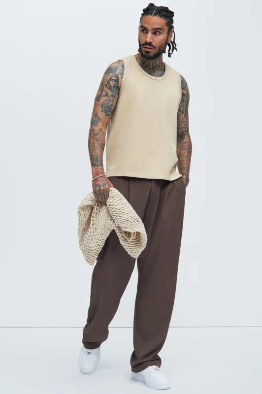 Franklin Stripe Knit Relaxed Tank - Tan sold by Fashion Nova