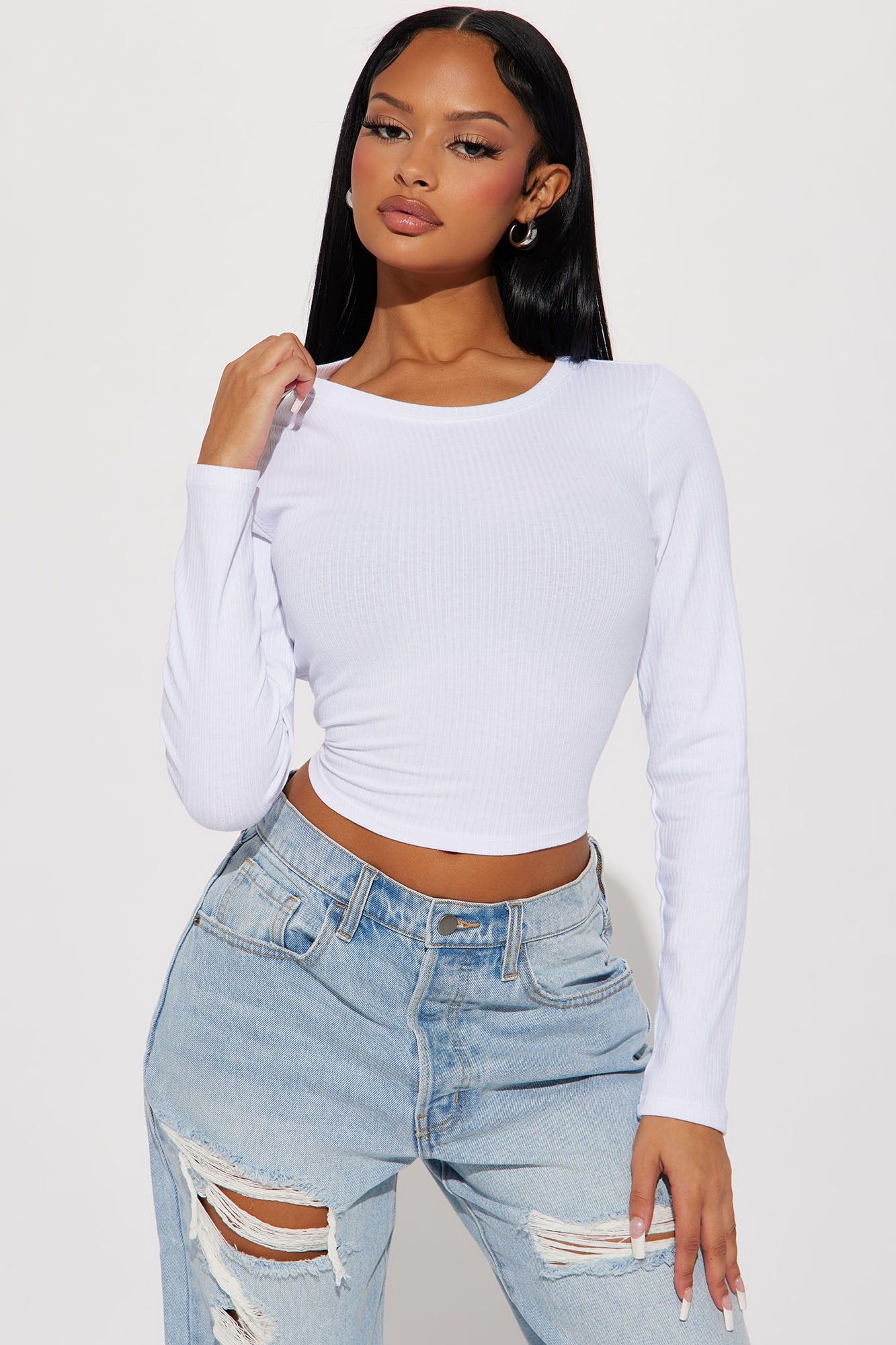 Aria Ribbed Top - White sold by Fashion Nova