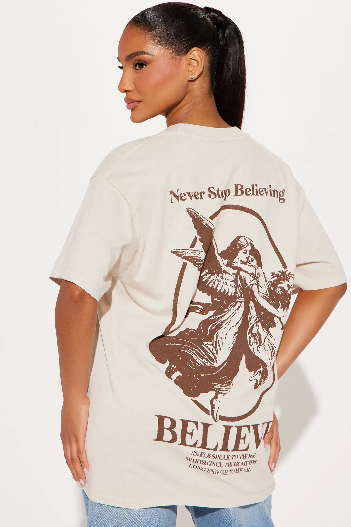 Never Stop Believing Graphic Tee - Taupe/combo sold by Fashion Nova product image thumbnail 4