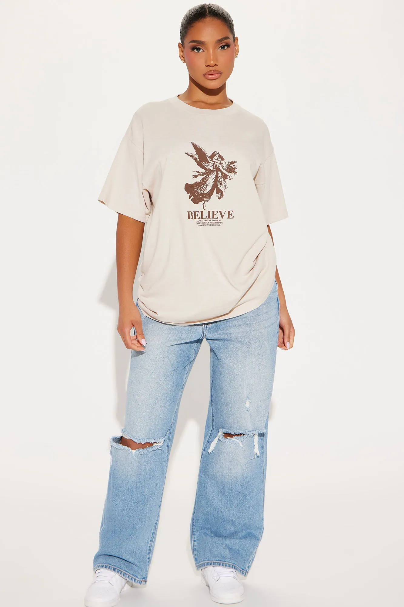 Never Stop Believing Graphic Tee - Taupe/combo sold by Fashion Nova product image thumbnail 2