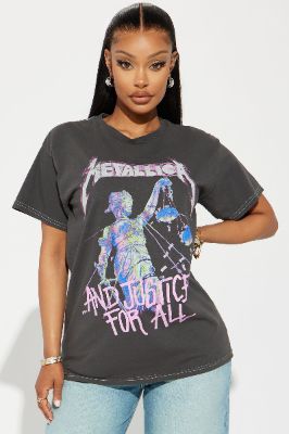 Metallica Justice For All Washed Tshirt - Black Wash sold by Fashion Nova