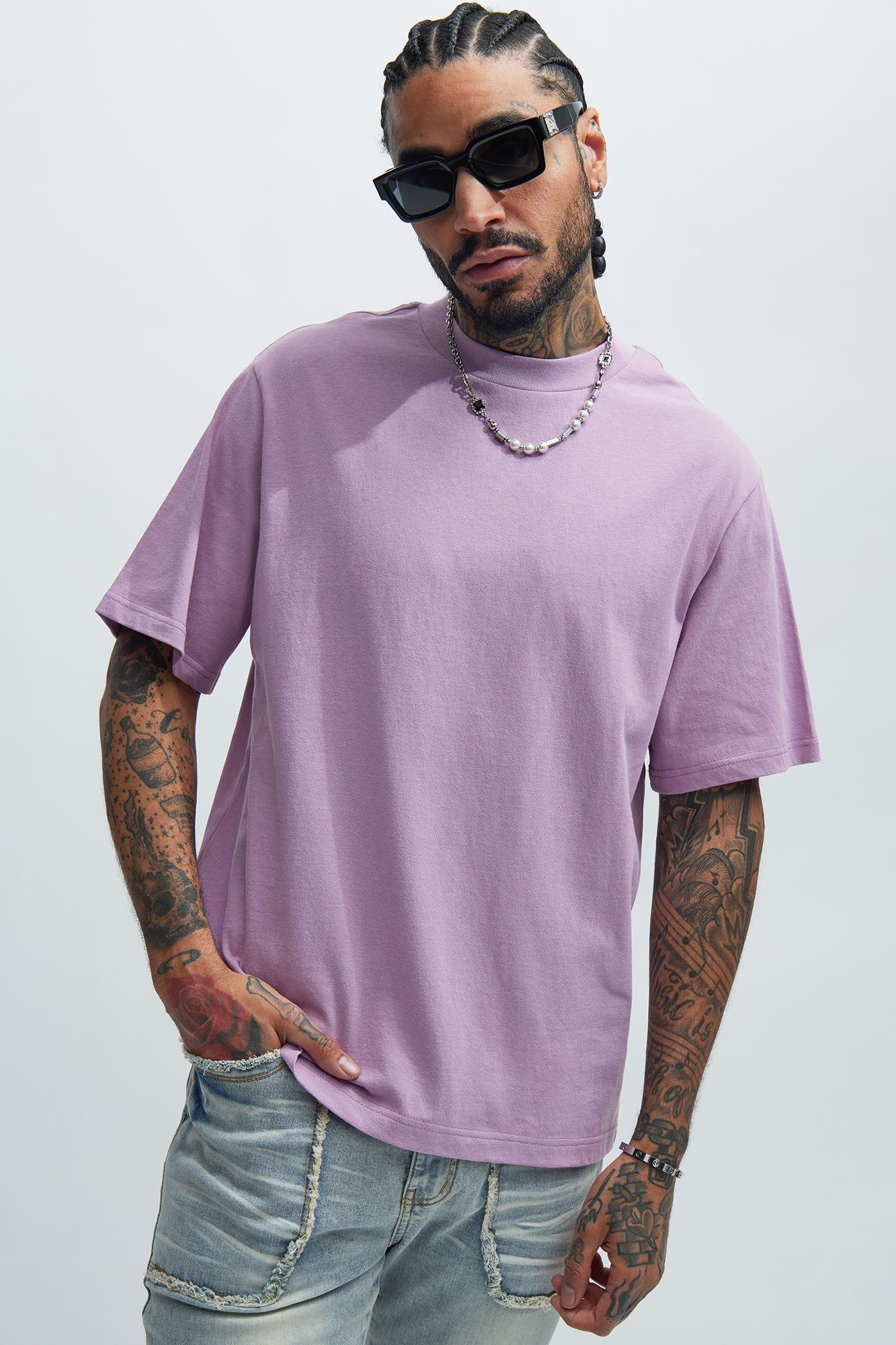 Oversized Heavyweight Short Sleeve Tee - Purple sold by Fashion Nova
