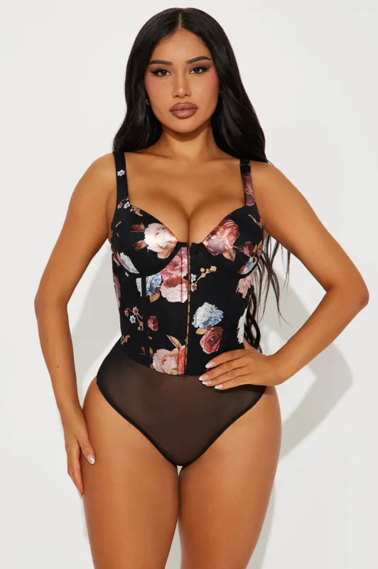 Julie Corset Bodysuit - Black/combo sold by Fashion Nova